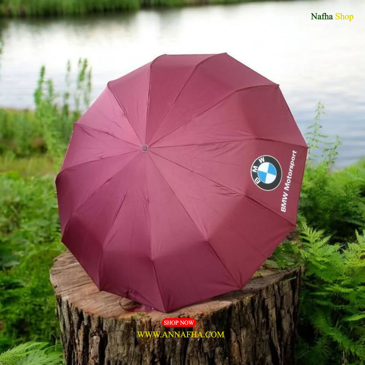 BMW 12 Sticks Auto Open & Close Super Strong Umbrella – 36 Ribs-Maroon